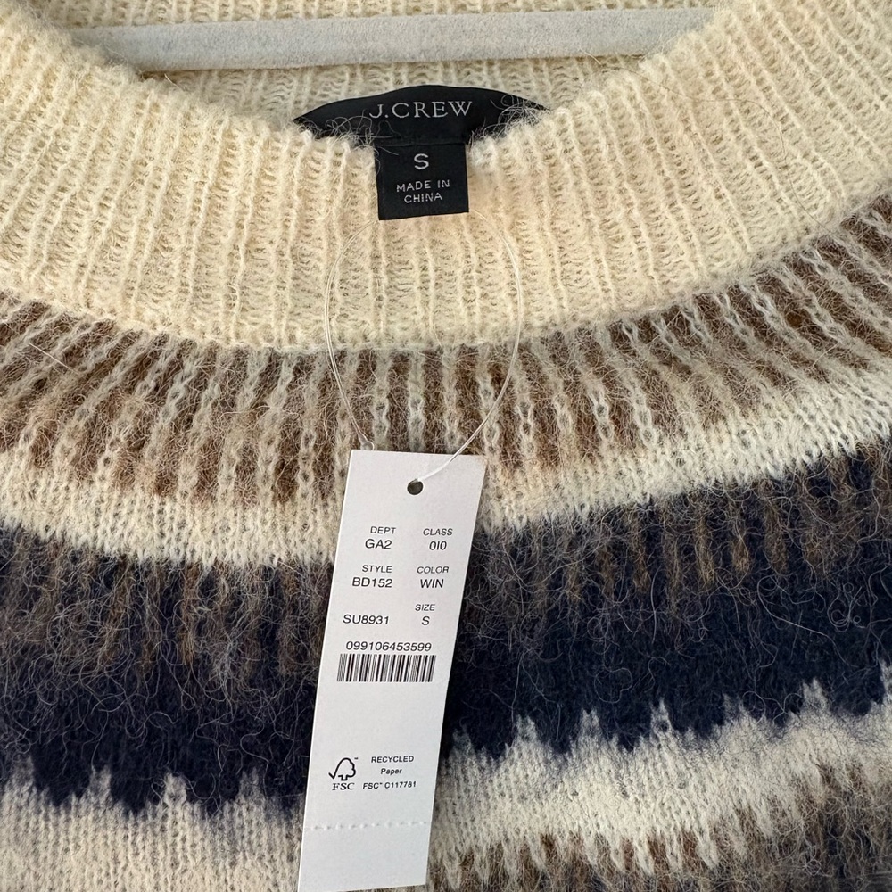 J. Crew Cream and Brown Patterned Sweater - Picture 2 of 3